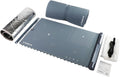 Caterra large food warming mat in slate blue, shown with insulated storage bag, securing strap, power cord and instruction manual